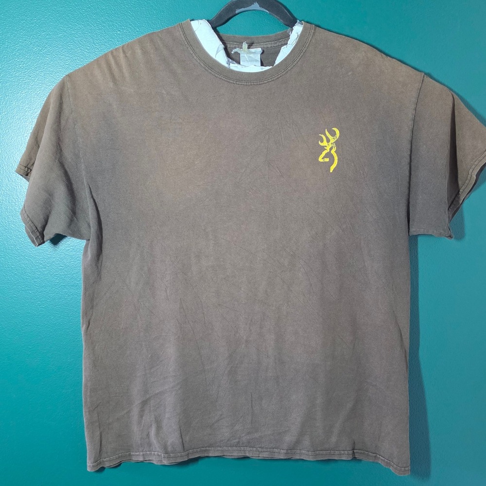 Browning Mens XL T-Shirt Brown Graphic The Best There Is Buckmark Logo Cotton